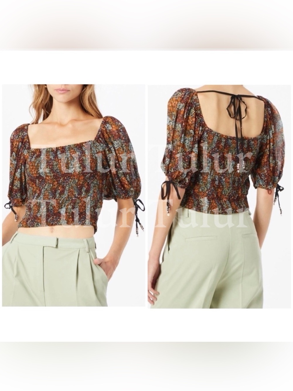 Free People Back On Top Floral Smocked Top NWOT S